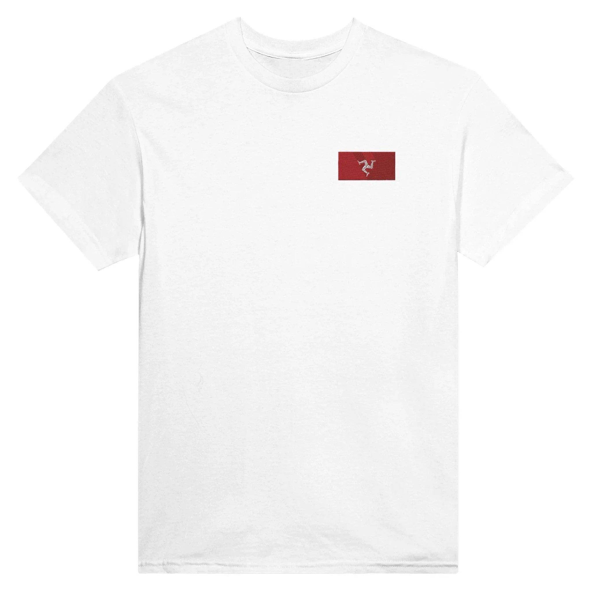 T-Shirt – Drapeau De L'Île De Man – Brodé – Coton Mélangé