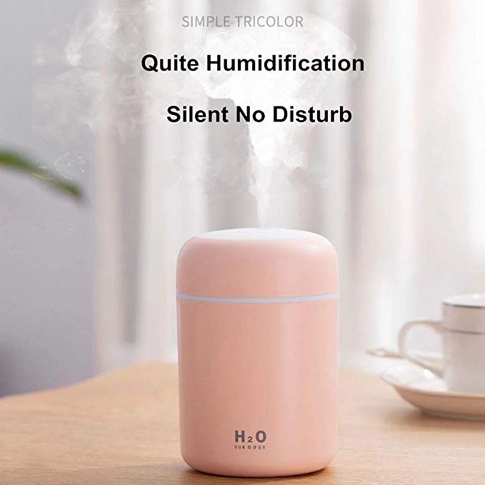 Humidifier, Humidifiers for Bedroom Humidifiers, Humidifiers for Large Room Portable Mini Humidifier 300Ml Cool Mist Humidifier with Night Light - Pink