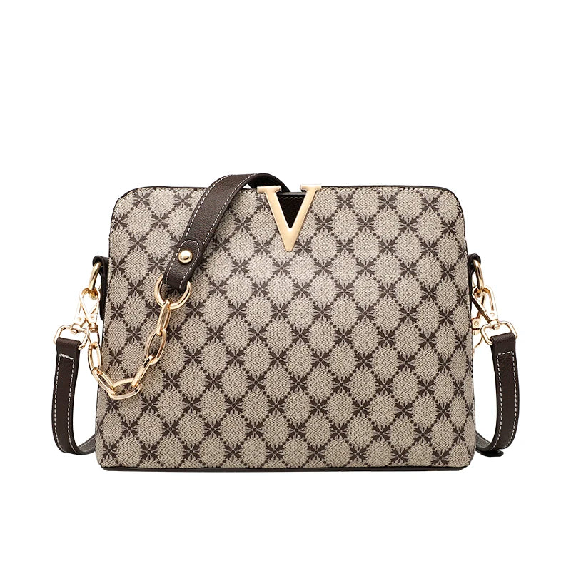 New Luxury Designer Shoulder Bag for Women Pu Leather Crossbody Messenger Female Bags Fashion Chain Sling Ladies Plaid Handbags