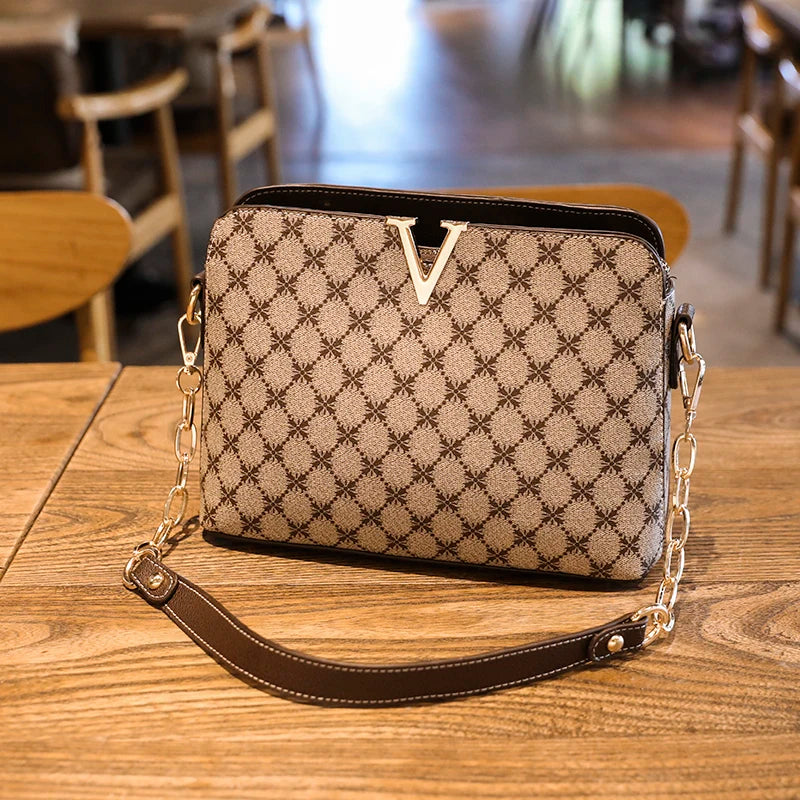 New Luxury Designer Shoulder Bag for Women Pu Leather Crossbody Messenger Female Bags Fashion Chain Sling Ladies Plaid Handbags