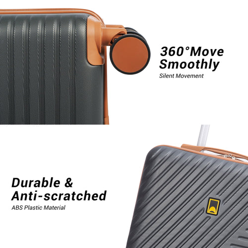 3 Piece Carry on Luggage Sets, Hardside Suitcase Set with Double Spinner Wheels, Expandable Travel Bag and Toiletry Bag, Gray