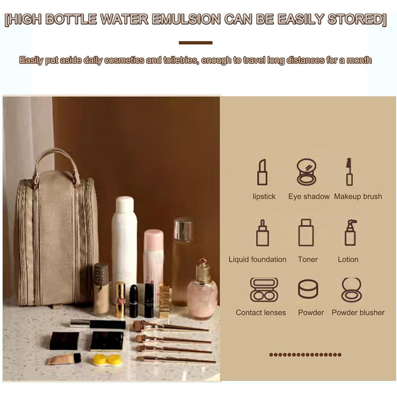 Travel Toiletry Bag for Women Men, Large Travel Toiletry Organizer Makeup Bag, Hanging Cosmetic Bag Kit Leather Skin Care Waterproof Shaving Bag