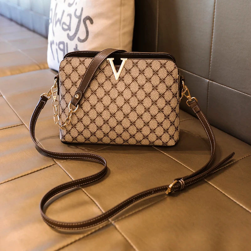 New Luxury Designer Shoulder Bag for Women Pu Leather Crossbody Messenger Female Bags Fashion Chain Sling Ladies Plaid Handbags